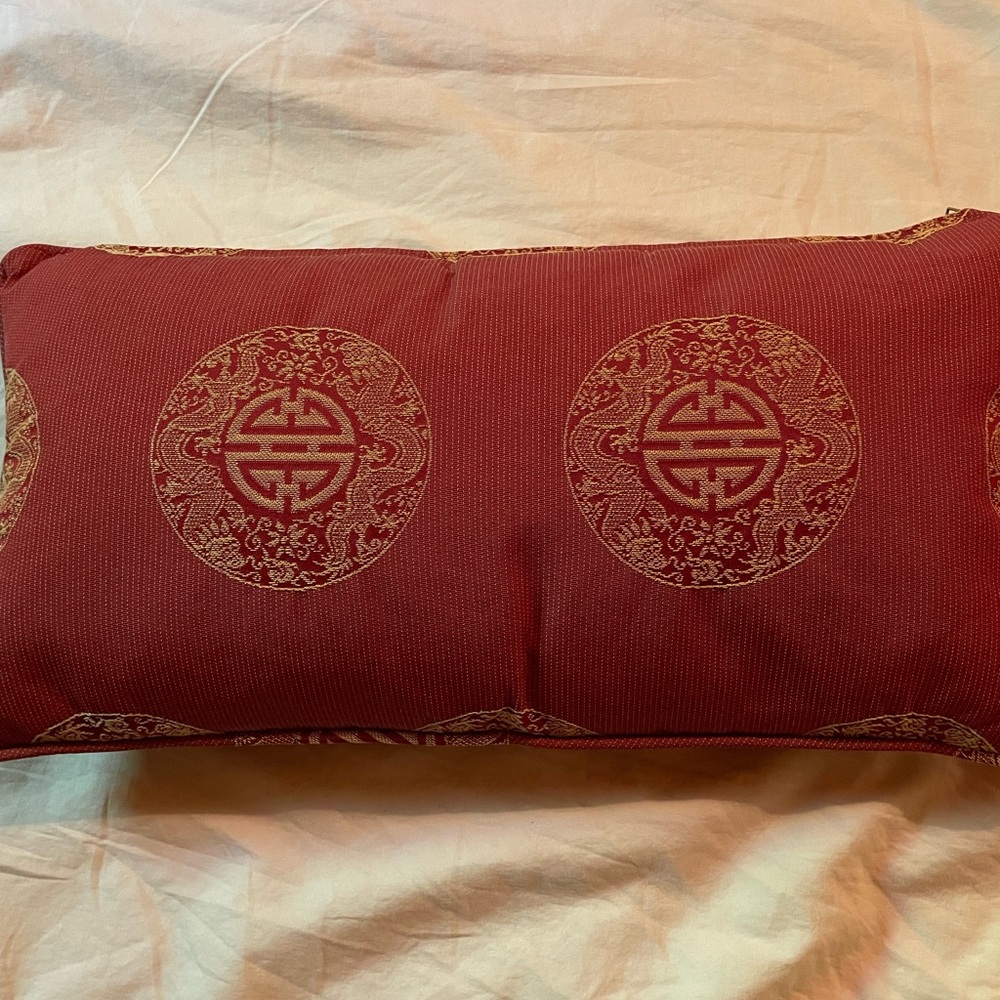 NWOT Red Decorative Pillow with Gold Asian Accents